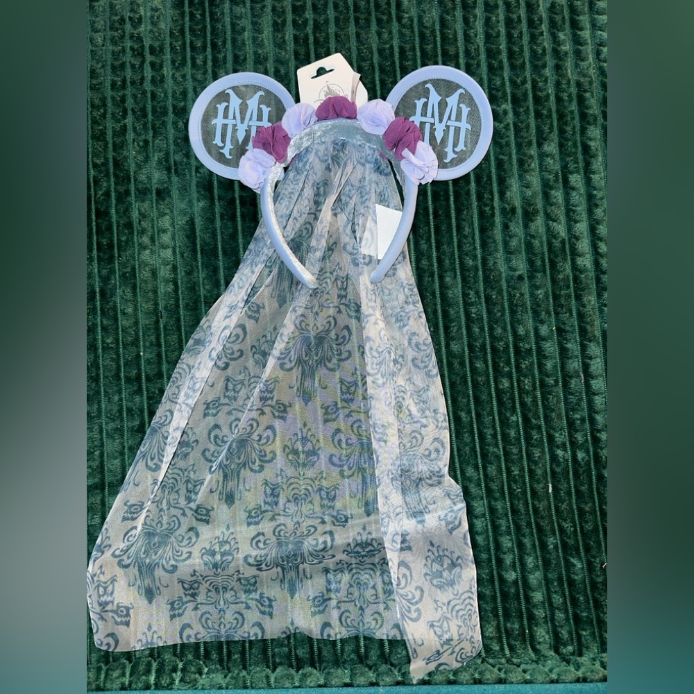 Disney Parks Haunted Mansion Blue and Purple Floral Headband